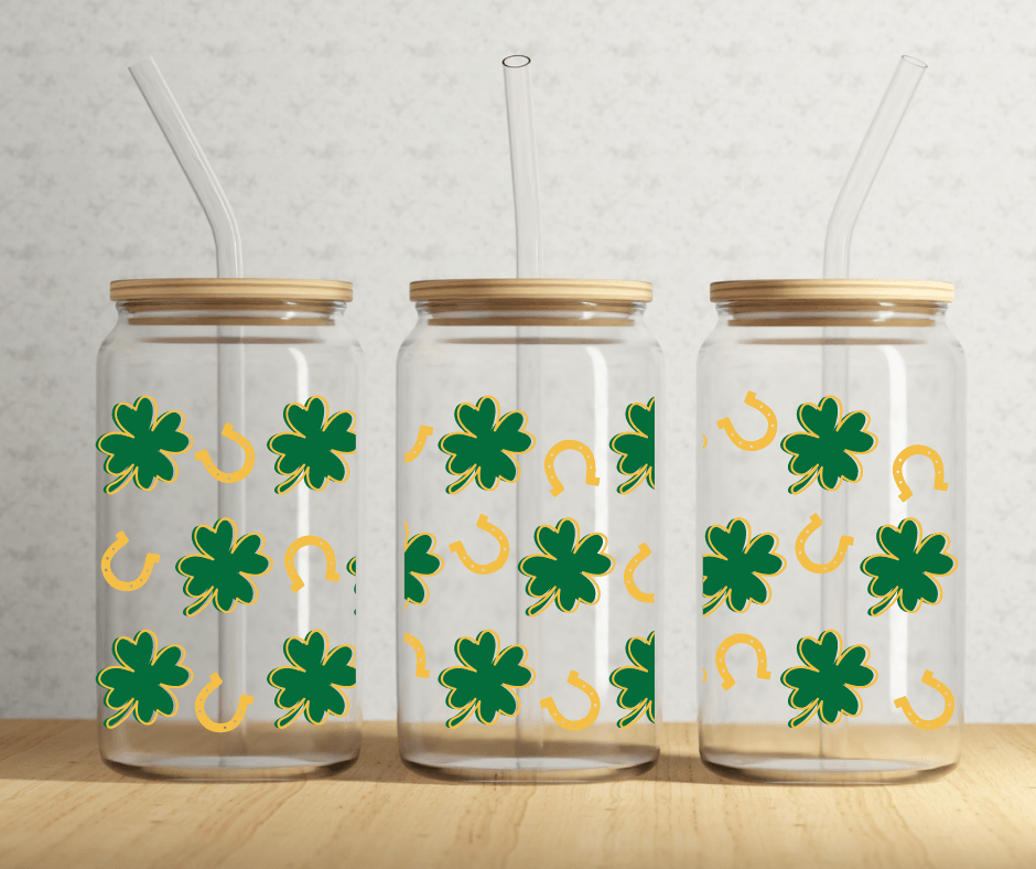 Ready to Ship! Shamrock St. Patrick's Day 16 oz Beer Can Glass - Ladybug Designs, DIY Lifestyle