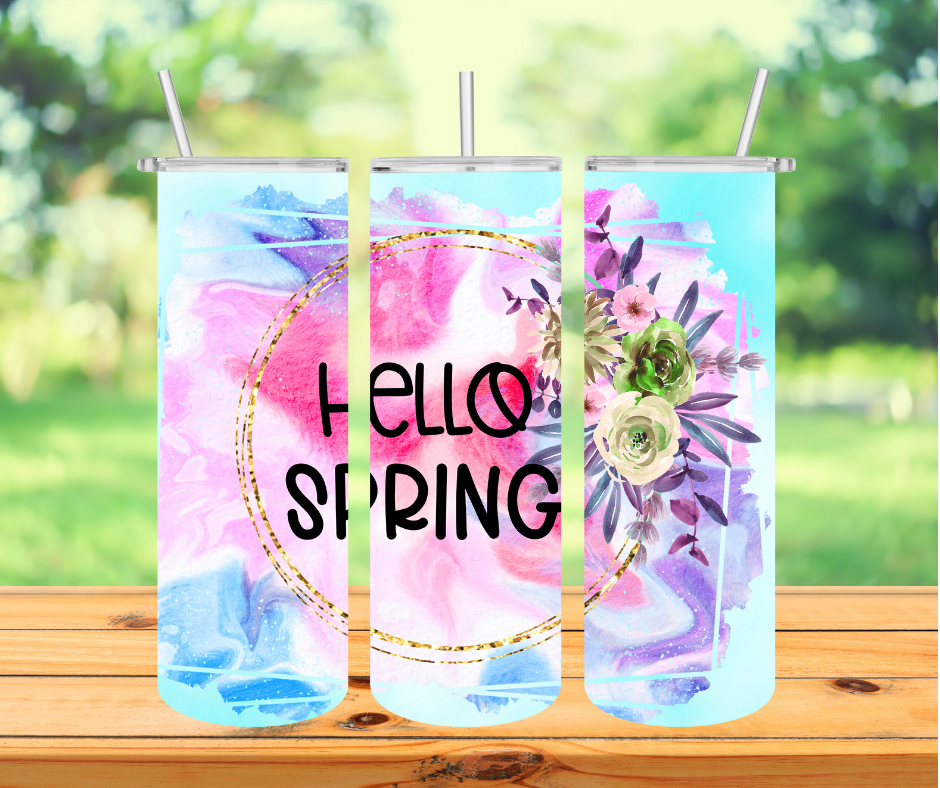 Hello Spring 20 oz Sublimation Insulated Tumbler