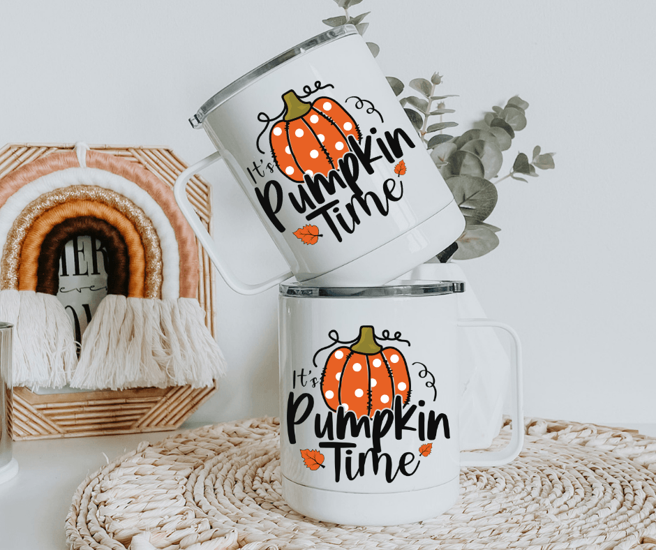 Ready to Ship! It's Pumpkin Time 10 oz Sublimation Coffee/Camp Mug - Ladybug Designs, DIY Lifestyle