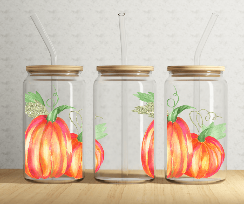 Ready to Ship! Garden Pumpkin 16oz Sublimated Beer Can Glass - Ladybug Designs, DIY Lifestyle