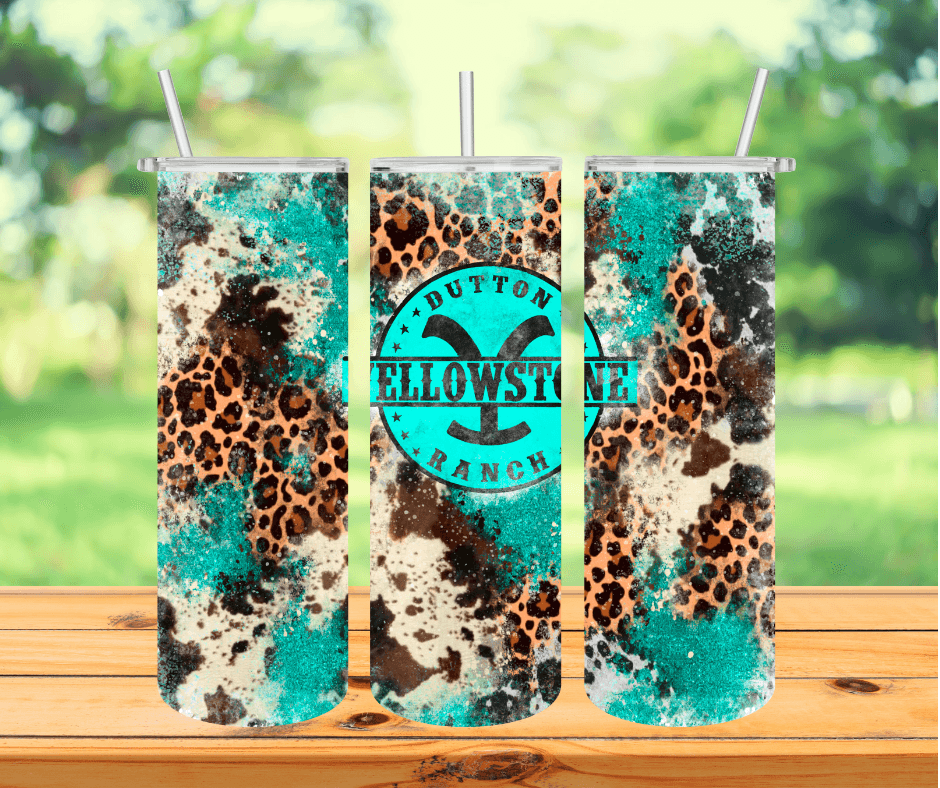 Ready to Ship! Teal Western Yellowstone 20 oz Sublimation Insulated Matte Tumbler - Ladybug Designs, DIY Lifestyle