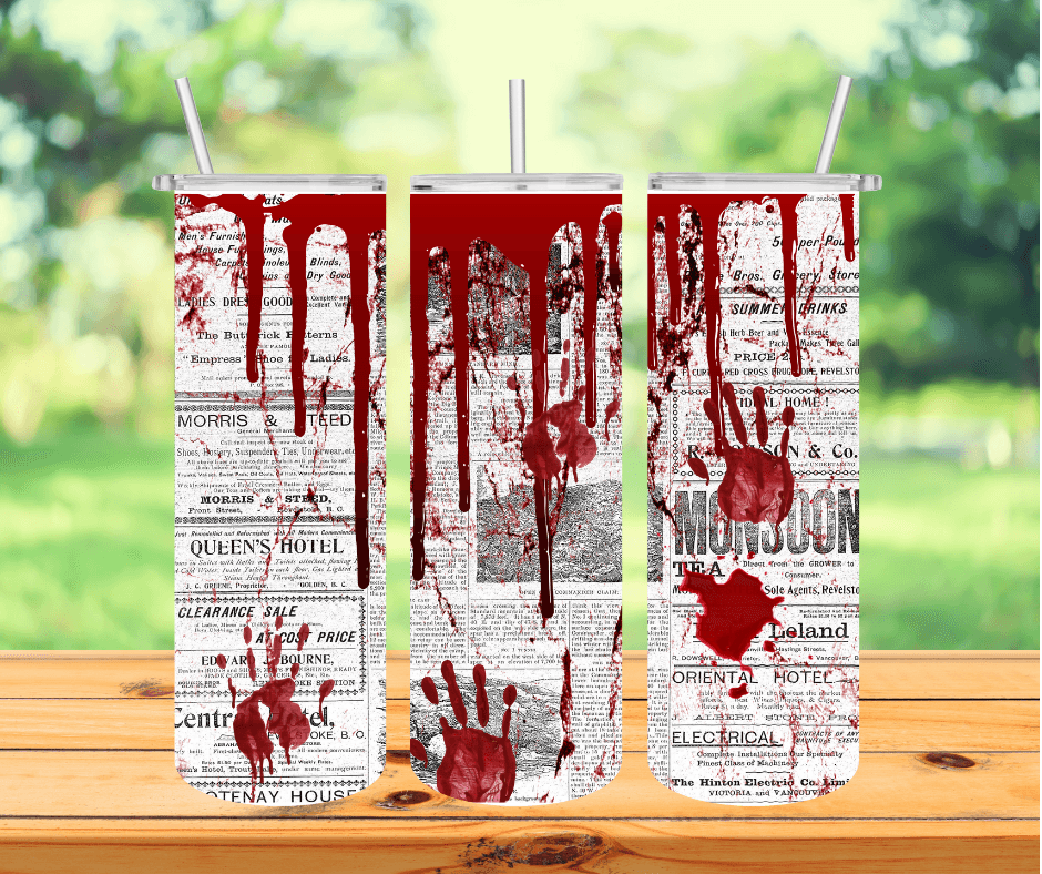 Ready to Ship! Newspaper Horror 20 oz Sublimation Insulated Tumbler - Ladybug Designs, DIY Lifestyle