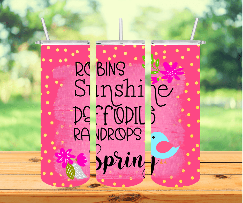 Ready to Ship! Robins Sunshine Daffodils Spring 20 oz Sublimation Insulated Tumbler - Ladybug Designs, DIY Lifestyle