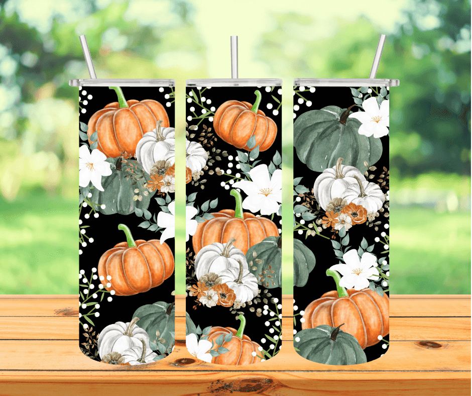 Ready to Ship! Black Pumpkins 20 oz Sublimation Insulated Tumbler - Ladybug Designs, DIY Lifestyle