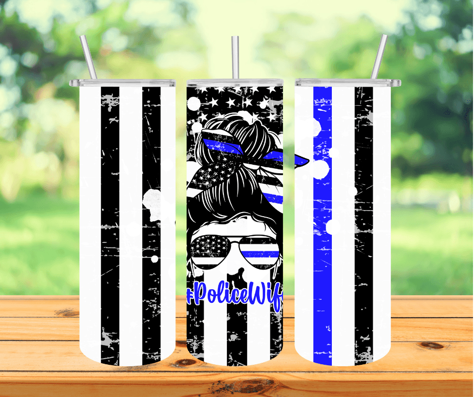 Ready to Ship! Police Wife 20 oz Sublimation Insulated Tumbler - Ladybug Designs, DIY Lifestyle