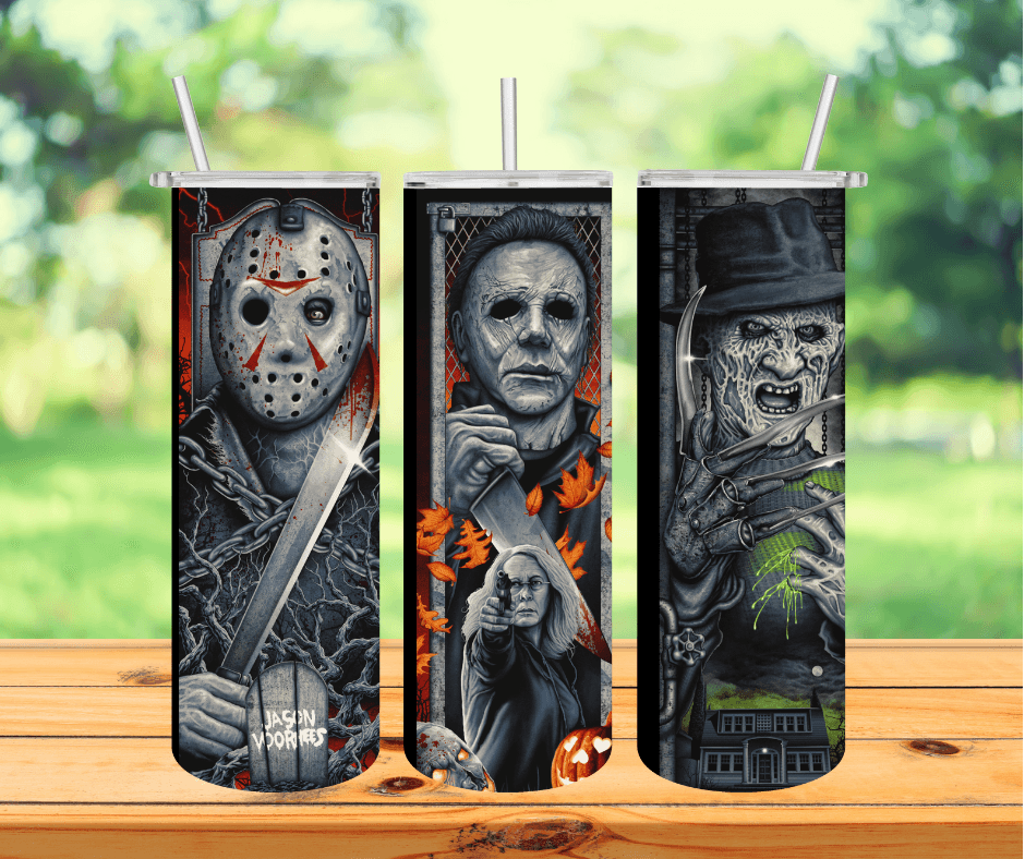 Ready to Ship! Horror Movies 20 oz Sublimation Insulated Matte Tumbler - Ladybug Designs, DIY Lifestyle