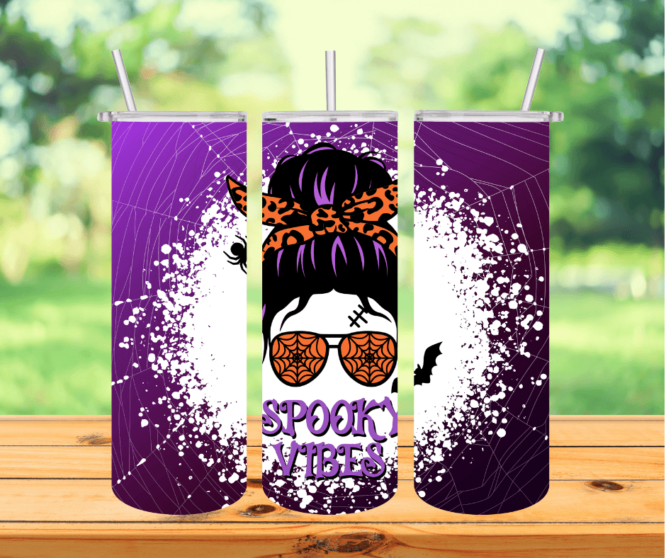 Ready to Ship! Spooky Vibes 20 oz Sublimation Insulated Tumbler - Ladybug Designs, DIY Lifestyle