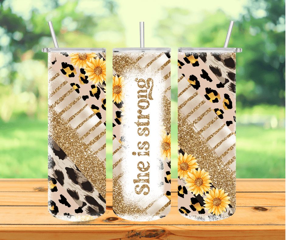 Ready to Ship! She is Strong 20 oz Sublimation Insulated Tumbler - Ladybug Designs, DIY Lifestyle