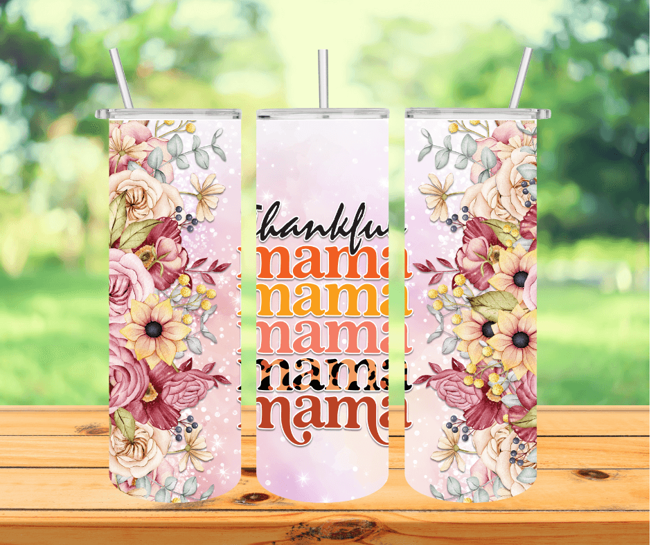 Ready to Ship! Thankful Mama 20 oz Sublimation Insulated Matte Tumbler - Ladybug Designs, DIY Lifestyle