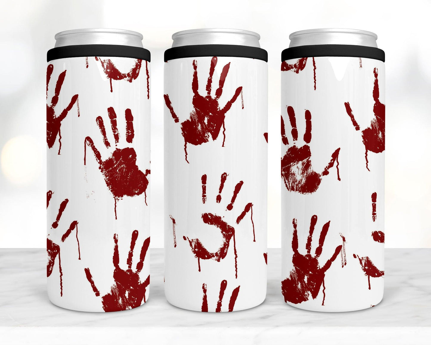 Ready to Ship! Bloody Hands 4 in 1 Sublimation Insulated Can Cooler - Ladybug Designs, DIY Lifestyle