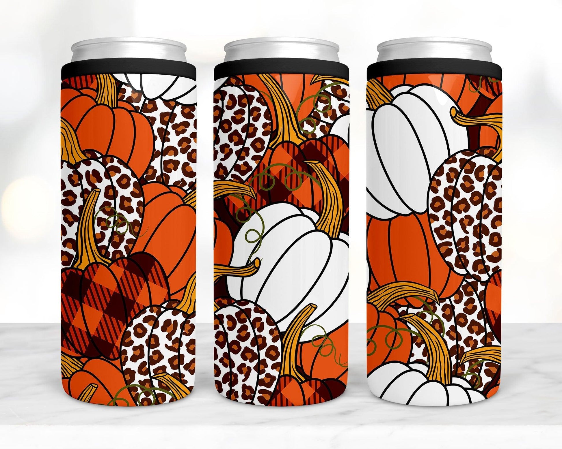 Ready to Ship! 4 in 1 Leopard Pumpkin Sublimation Can Cooler - Ladybug Designs, DIY Lifestyle