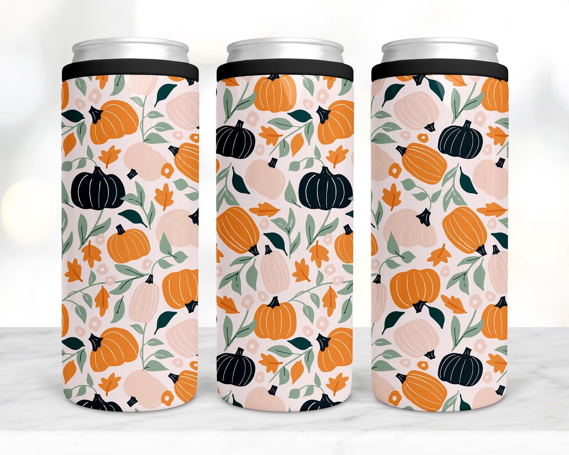 Ready to Ship! 4 in 1 Pink Pumpkins Sublimation Can Cooler - Ladybug Designs, DIY Lifestyle