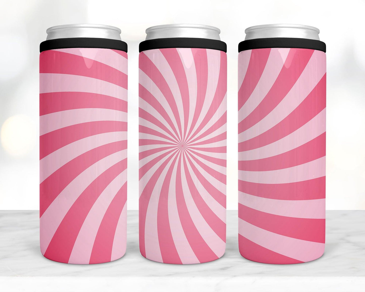 Ready to Ship! 4 in 1 Pink Swirl Sublimation Can Cooler - Ladybug Designs, DIY Lifestyle