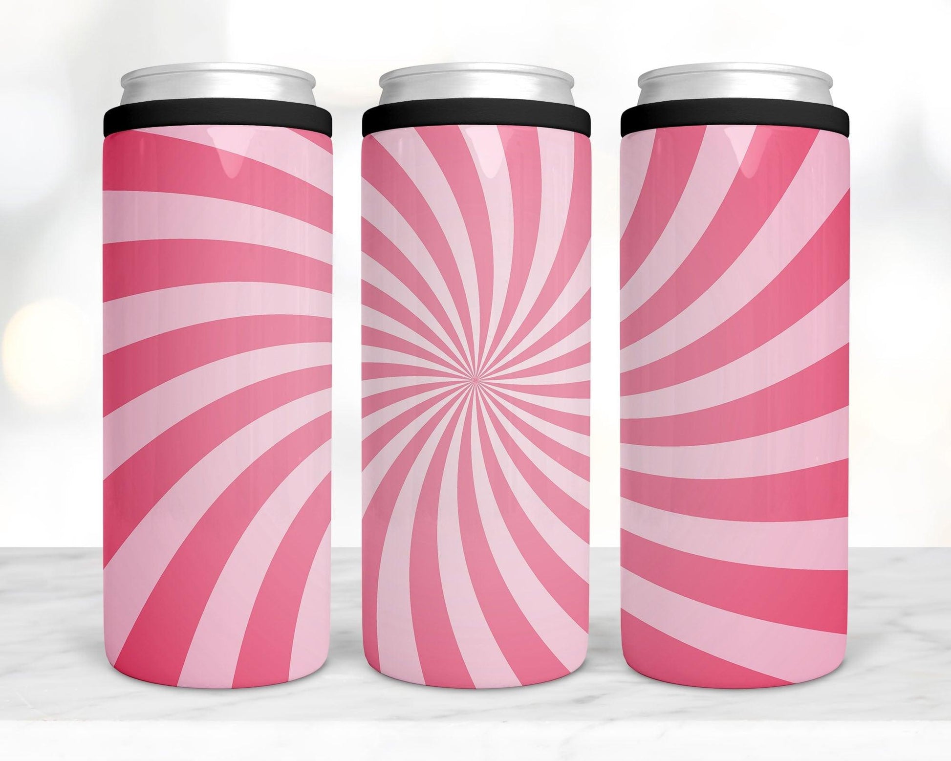 Ready to Ship! 4 in 1 Pink Swirl Sublimation Can Cooler - Ladybug Designs, DIY Lifestyle