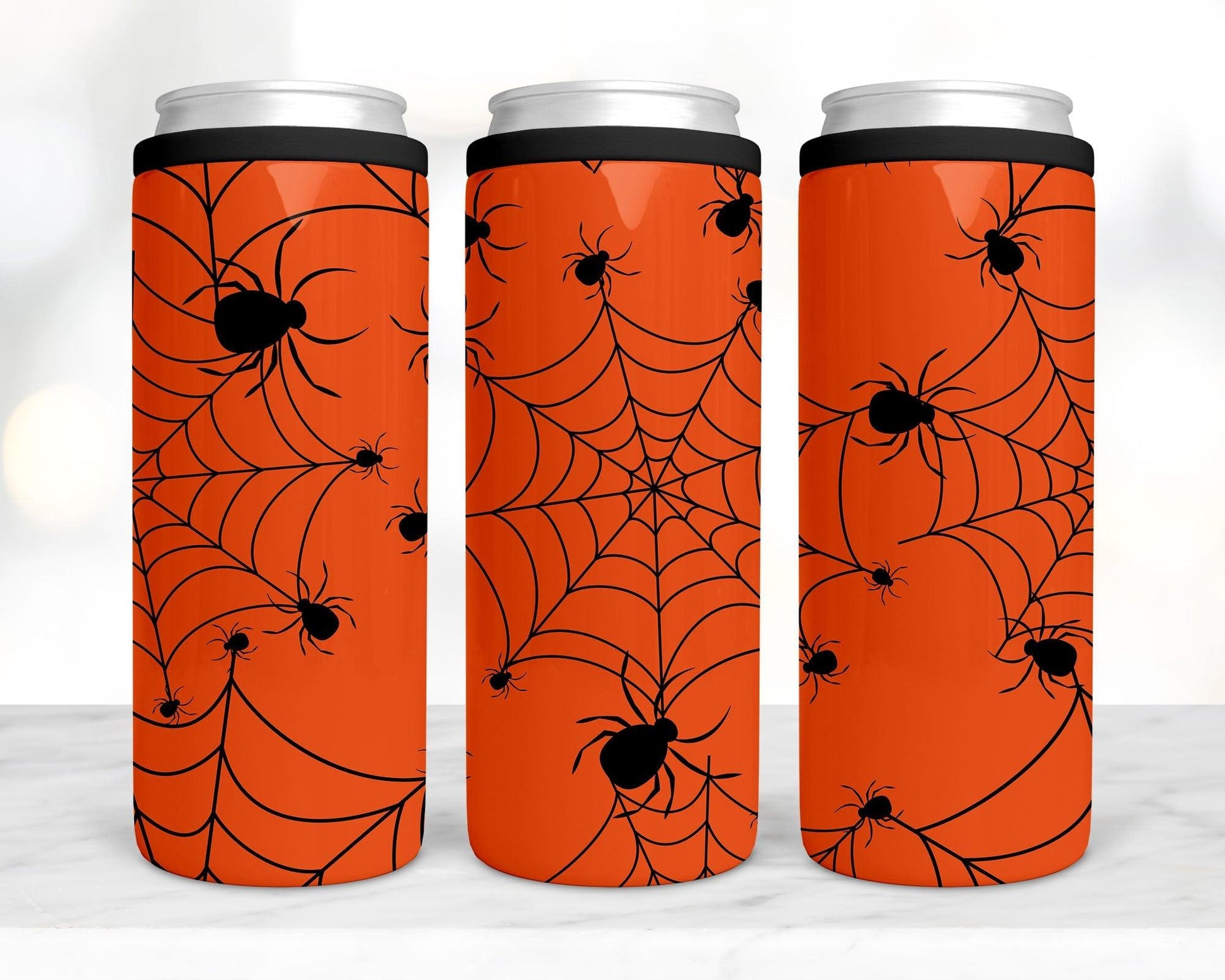 Ready to Ship! 4 in 1 Halloween Spider Web Sublimation Can Cooler - Ladybug Designs, DIY Lifestyle