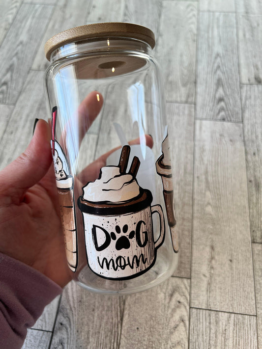 Dog Mom 16 oz Beer Can Glass - Ladybug Designs, DIY Lifestyle