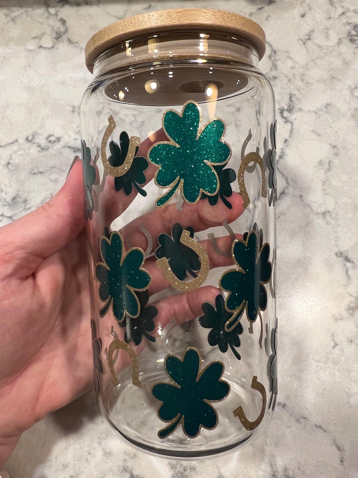 Ready to Ship! Shamrock St. Patrick's Day 16 oz Beer Can Glass - Ladybug Designs, DIY Lifestyle