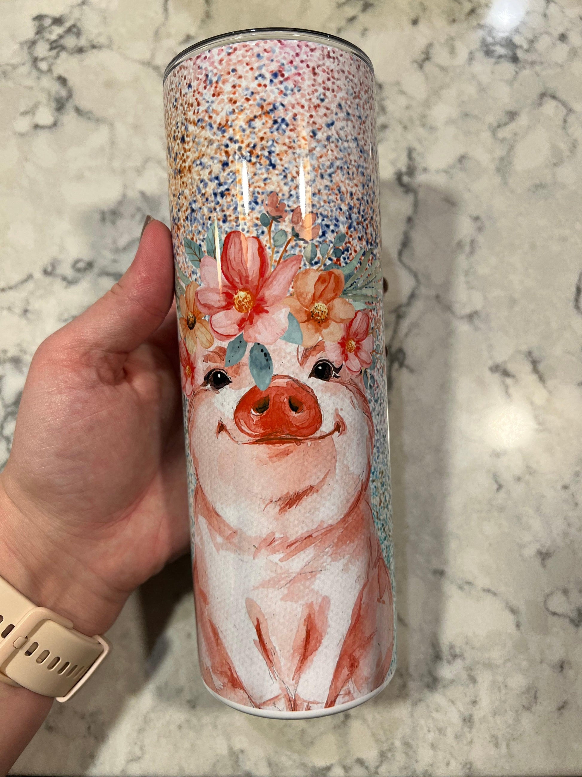 Ready to Ship! Glitter Pig 20 oz Sublimation Insulated Tumbler - Ladybug Designs, DIY Lifestyle