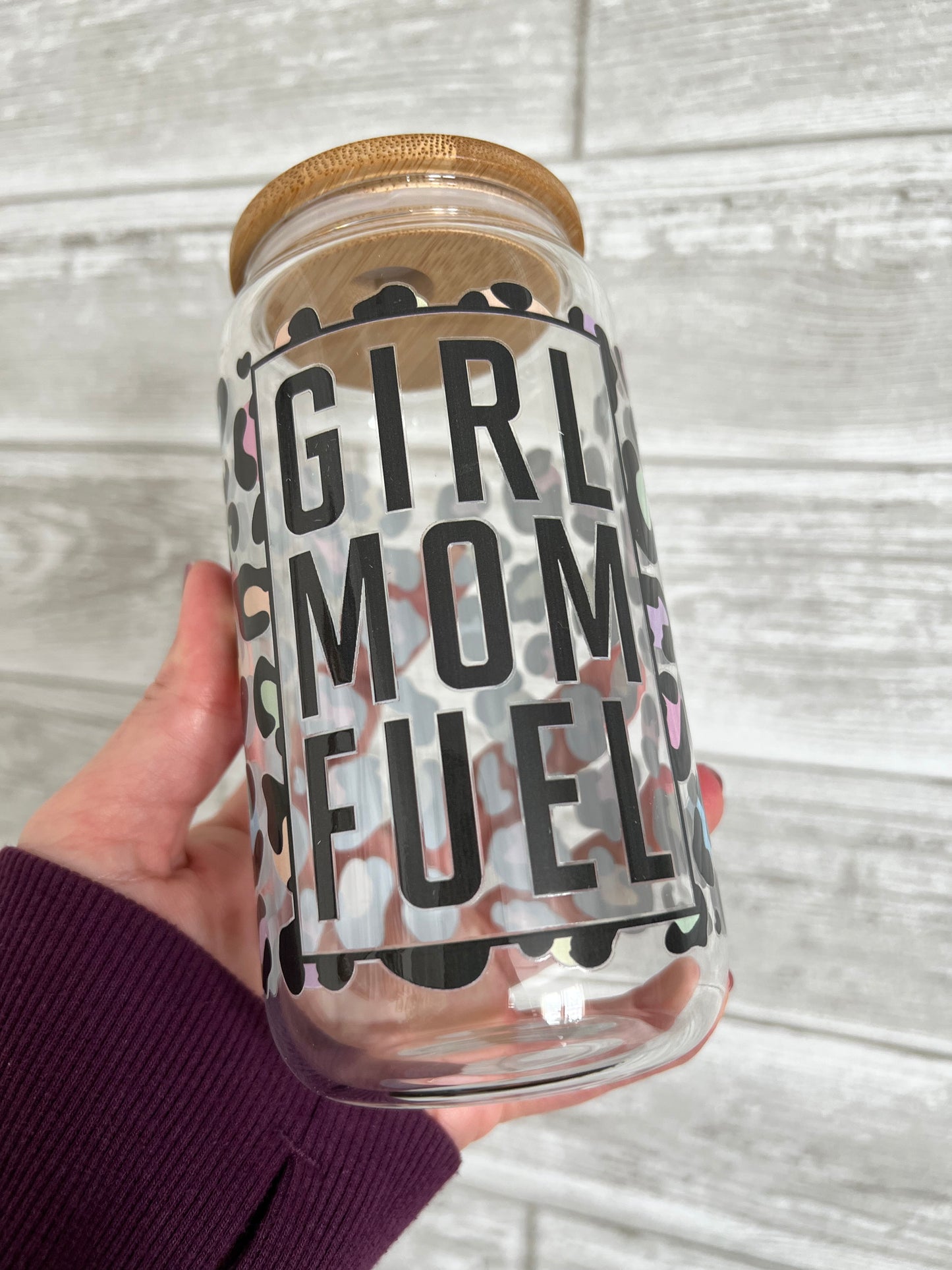 Girl Mom Fuel 16 oz Beer Can Glass