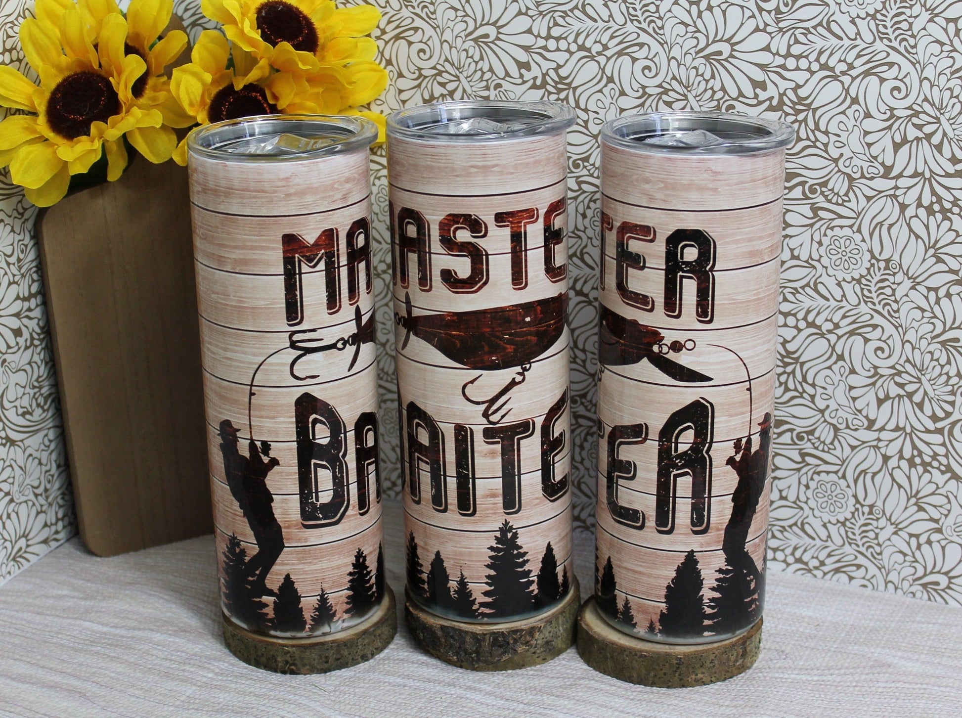 Ready to Ship! Master Baiter Wood Grain Sublimation Tumbler - Ladybug Designs, DIY Lifestyle