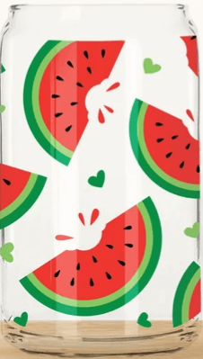 Ready to Ship! Watermelon 16 oz Beer Can Glass - Ladybug Designs, DIY Lifestyle