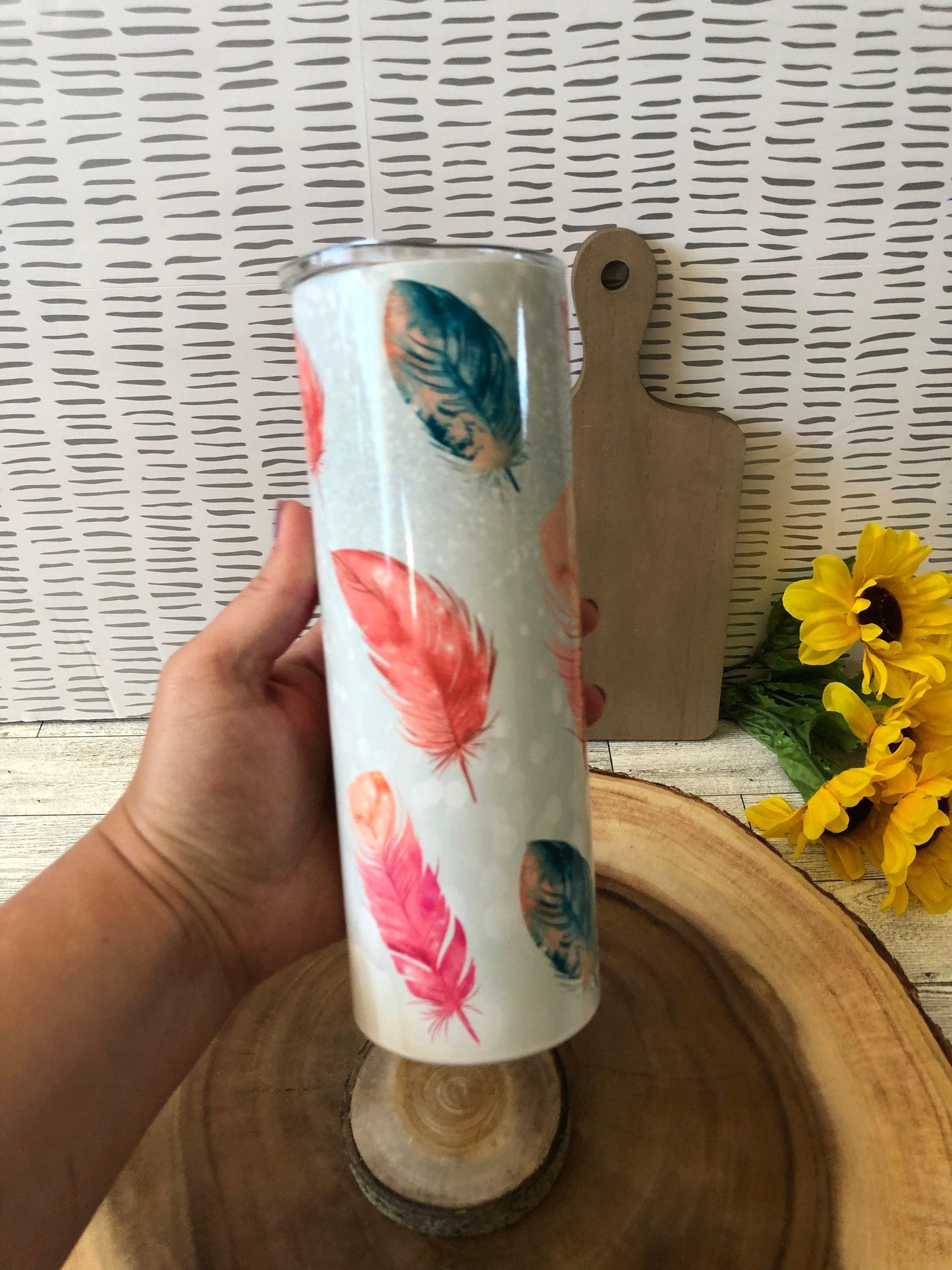 Ready to Ship! Feathers 20 oz Sublimation Insulated Tumbler - Ladybug Designs, DIY Lifestyle