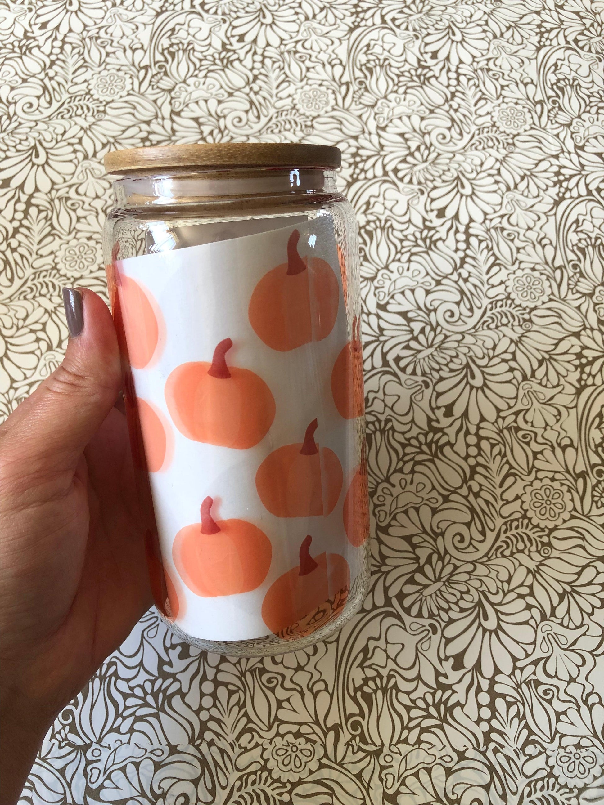 Ready to Ship! Pumpkin Sublimation 16 oz Beer Can Glass - Ladybug Designs, DIY Lifestyle