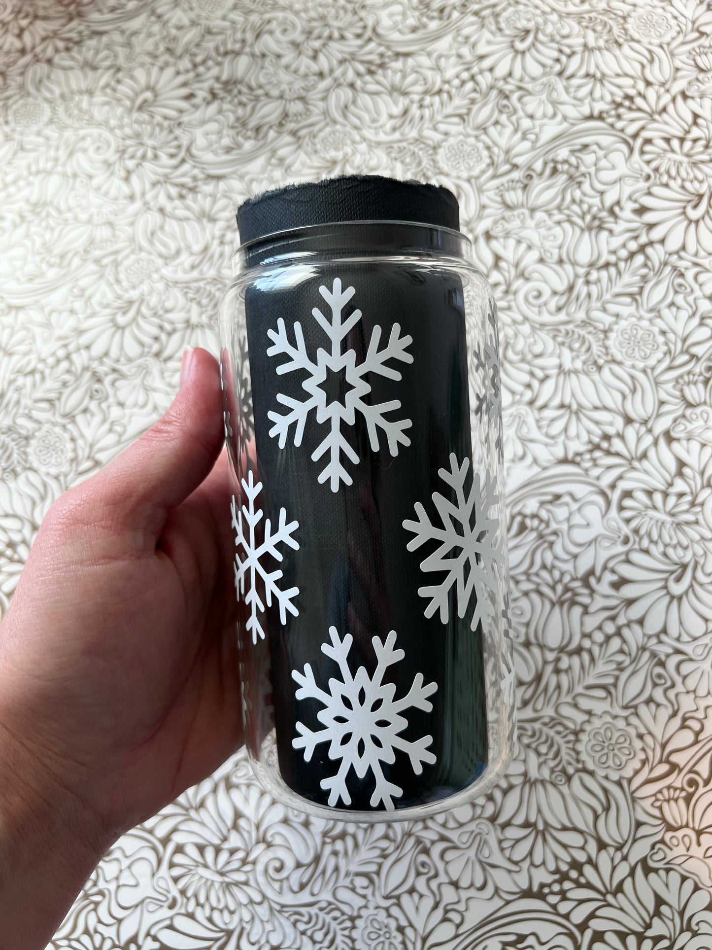 Ready to Ship! Snowflakes 16 oz Beer Can Glass - Ladybug Designs, DIY Lifestyle