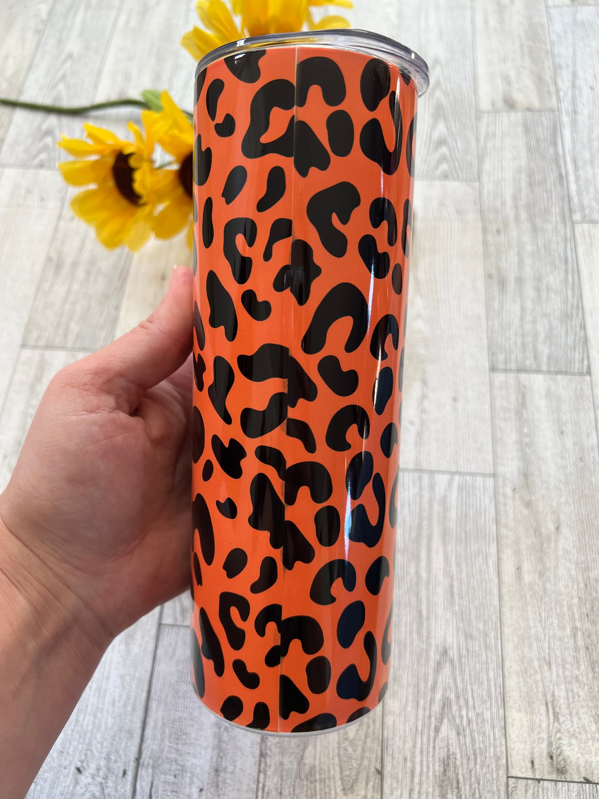 Ready to Ship! Leopard Jack-O-Lantern 20 oz Sublimation Insulated Tumbler - Ladybug Designs, DIY Lifestyle