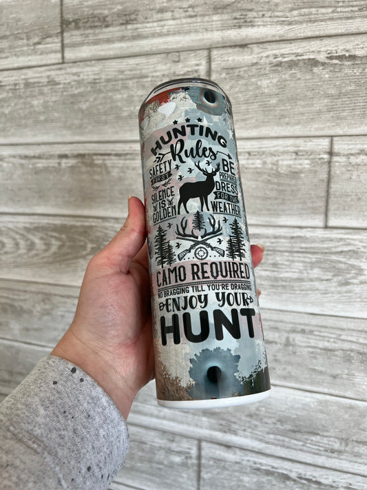 Hunting Rules Bullet Holes 20 oz Sublimation Insulated Tumbler