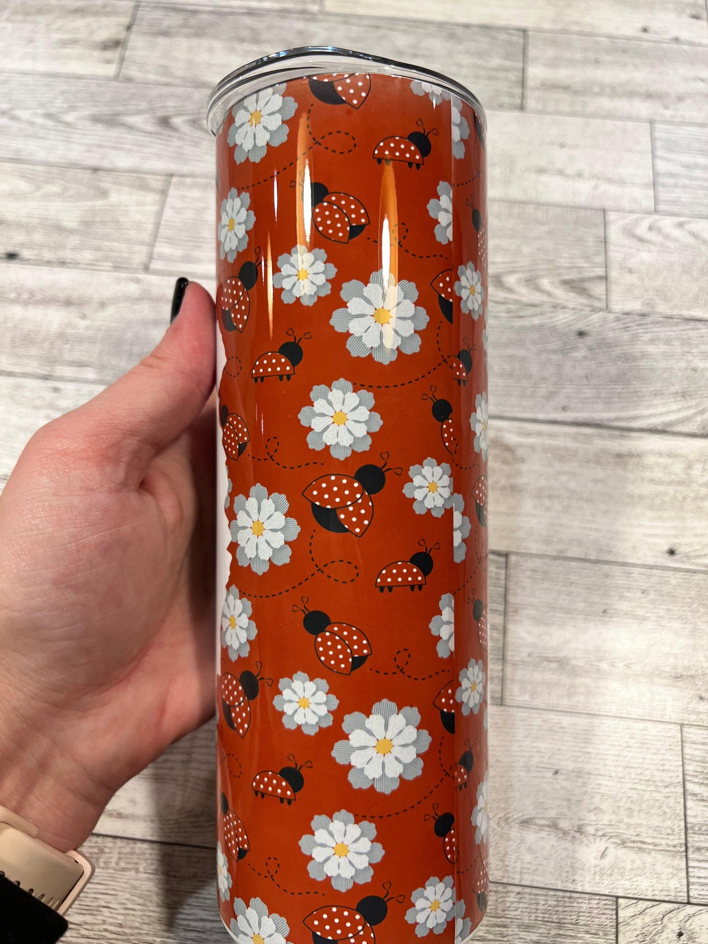 Ready to Ship! Messy Bun Ladybug 20 oz Sublimation Insulated Tumbler - Ladybug Designs, DIY Lifestyle