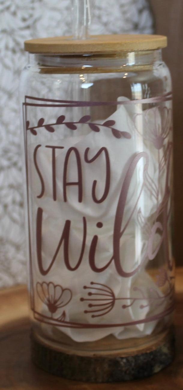 Ready to Ship! Stay Wild 16 oz Beer Can Glass - Ladybug Designs, DIY Lifestyle