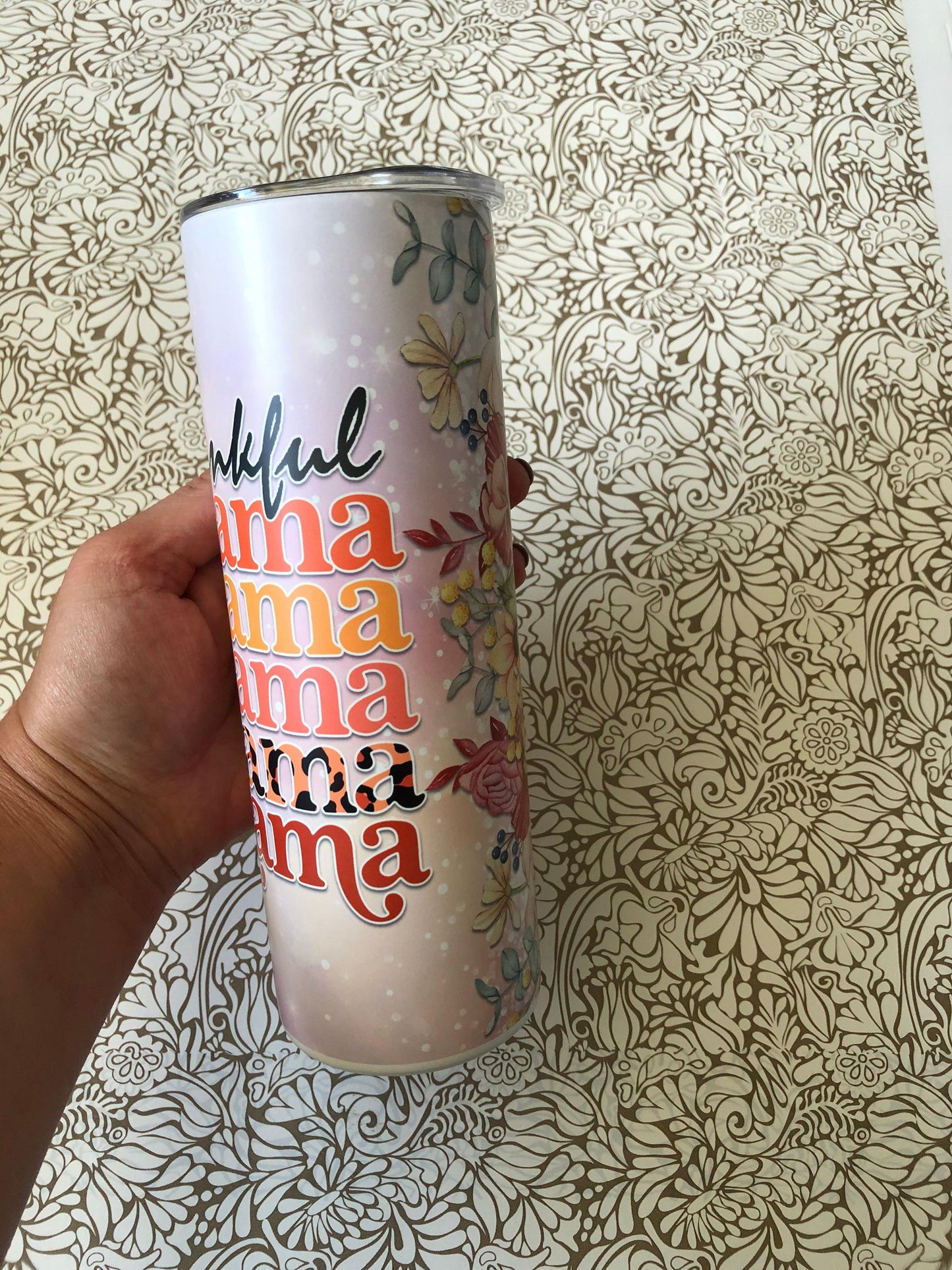 Ready to Ship! Thankful Mama 20 oz Sublimation Insulated Matte Tumbler - Ladybug Designs, DIY Lifestyle