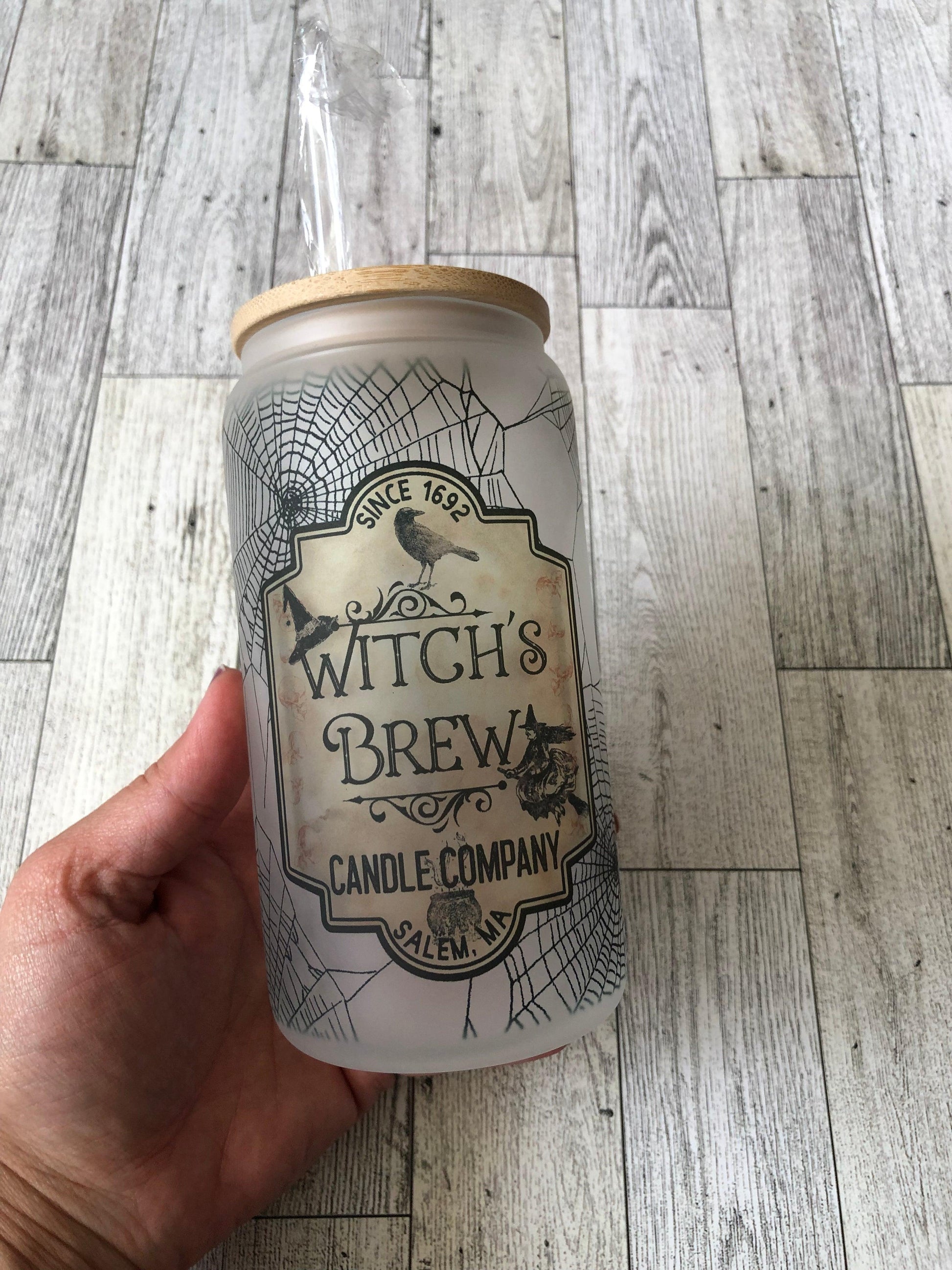 Ready to Ship! Witch's Brew 16 oz Sublimation Frosted Beer Can Glass - Ladybug Designs, DIY Lifestyle