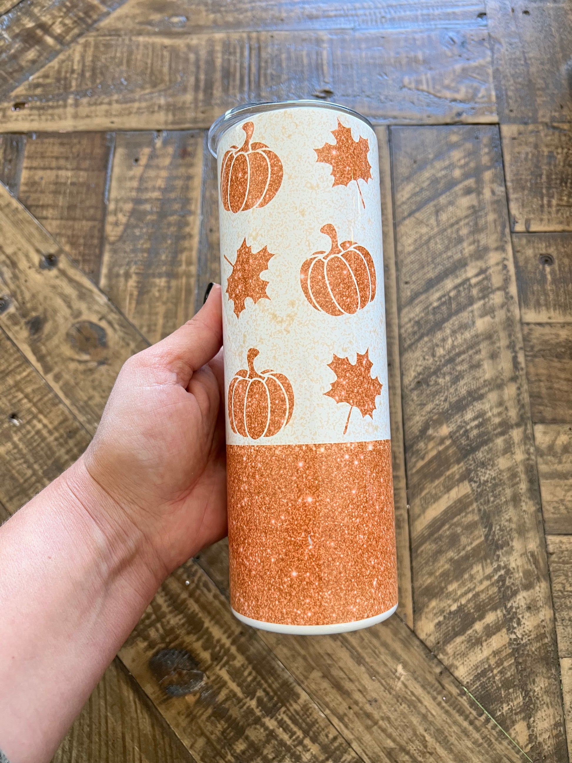 Ready to Ship! Gold Pumpkin Leaf 20 oz Sublimation Insulated Tumbler - Ladybug Designs, DIY Lifestyle