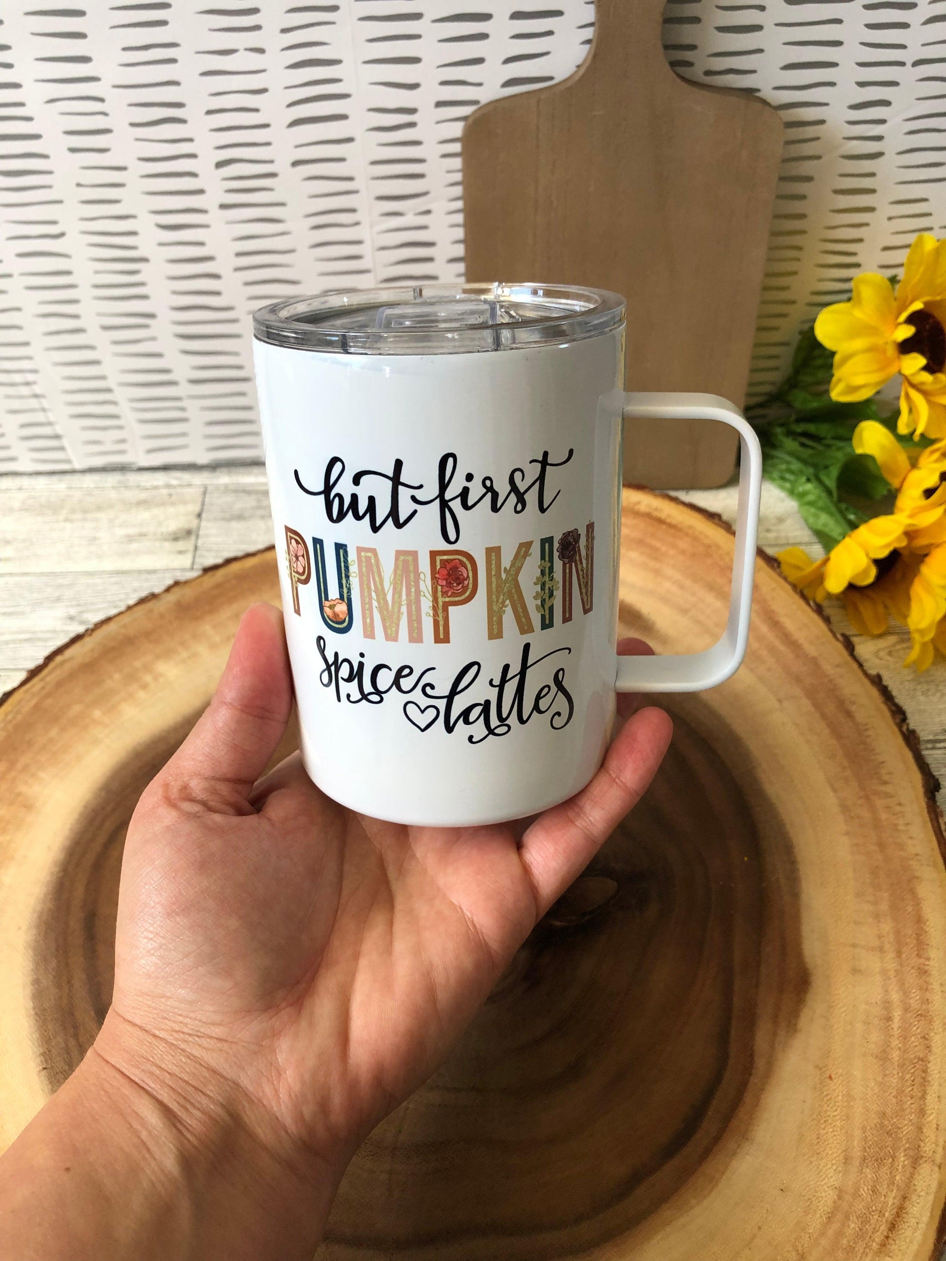 Ready to Ship! But First Pumpkin Spice Lattes 10 oz Sublimation Coffee/Camp Mug - Ladybug Designs, DIY Lifestyle