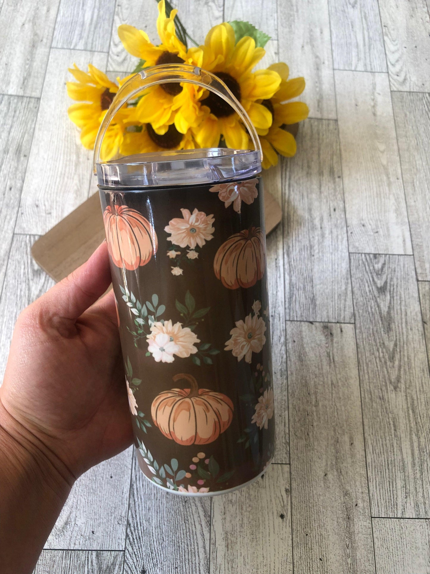 Ready to Ship! Pumpkin Floral 4 in 1 Sublimation Insulated Can Cooler - Ladybug Designs, DIY Lifestyle