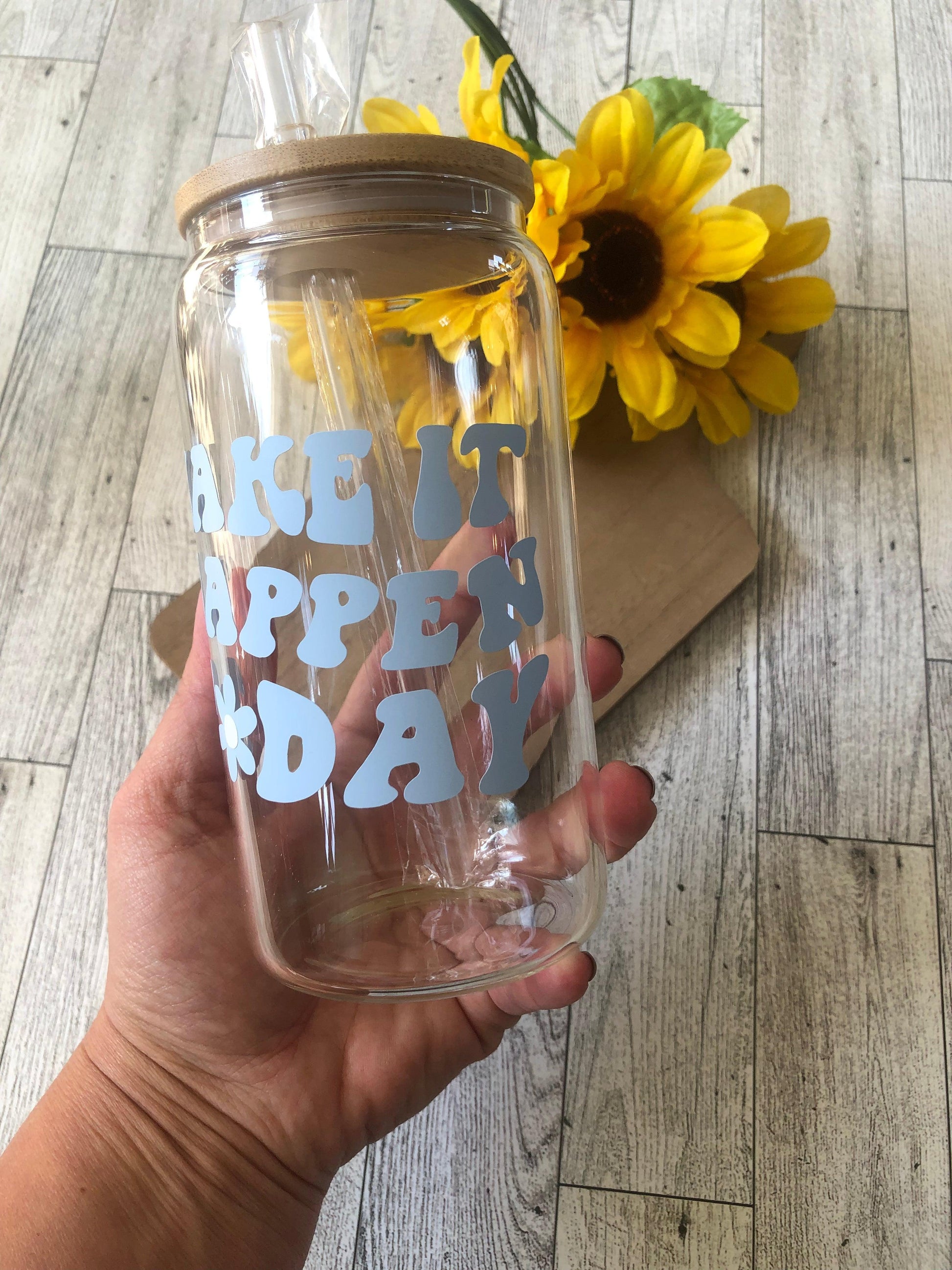 Ready to Ship! Make It Happen Today 16 oz Beer Can Glass - Ladybug Designs, DIY Lifestyle