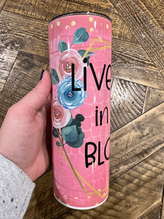 Ready to Ship! Live Life in Full Bloom 20 oz Sublimation Insulated Tumbler - Ladybug Designs, DIY Lifestyle