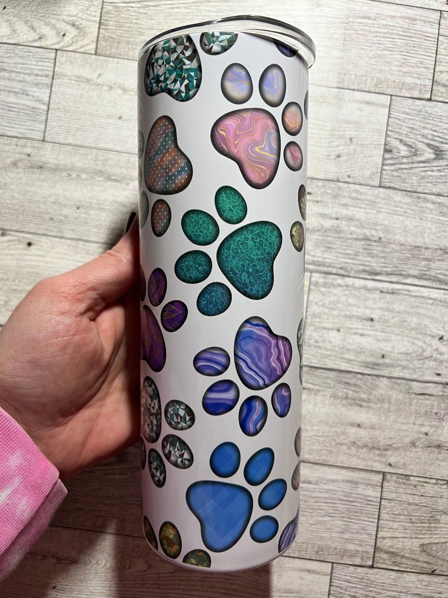 Ready to Ship! Paw Prints 20 oz Sublimation Insulated Tumbler - Ladybug Designs, DIY Lifestyle