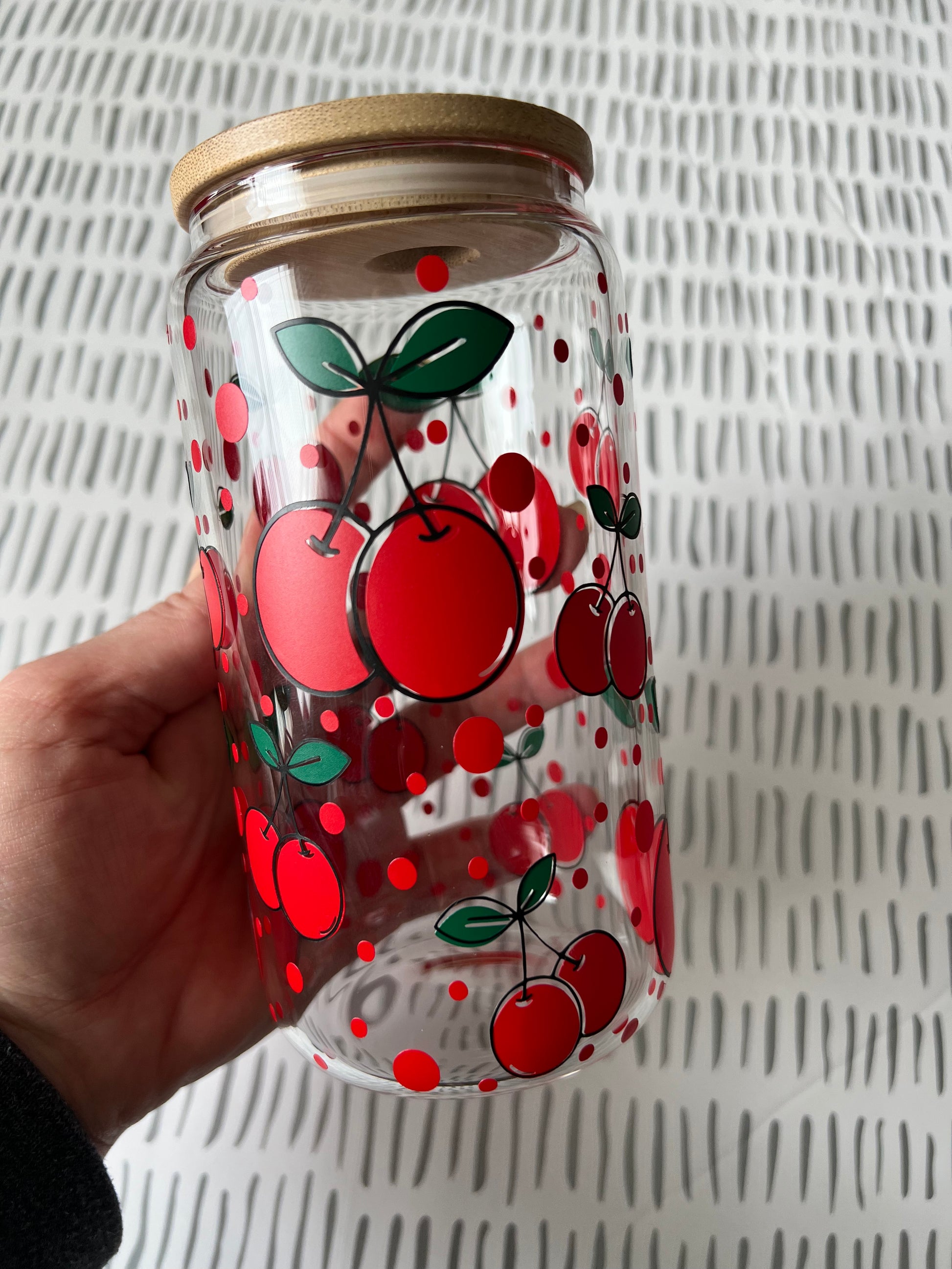 Ready to Ship! Cherries 16 oz Beer Can Glass - Ladybug Designs, DIY Lifestyle