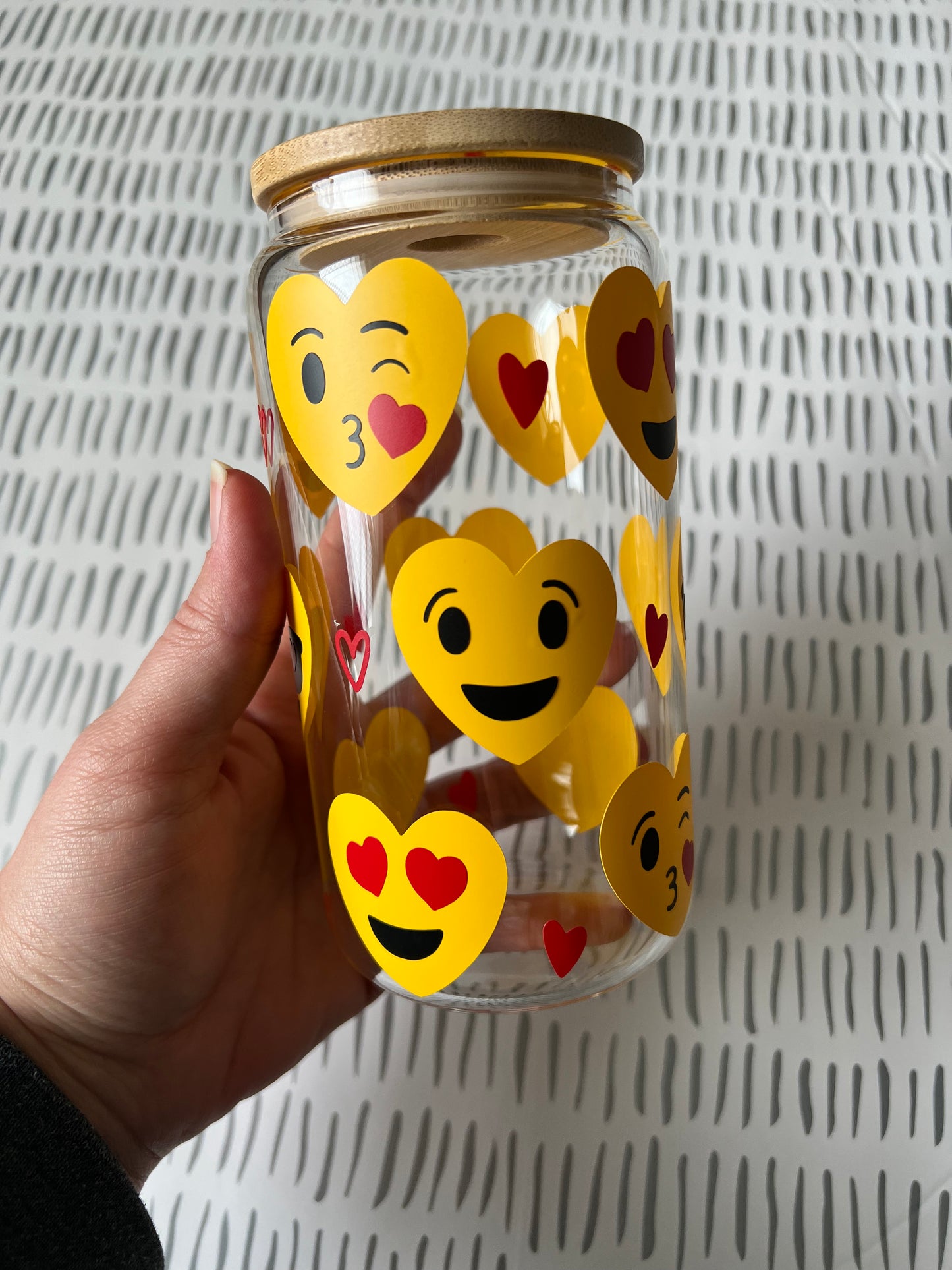 Ready to Ship! Smiley Face Emojis 16 oz Beer Can Glass - Ladybug Designs, DIY Lifestyle