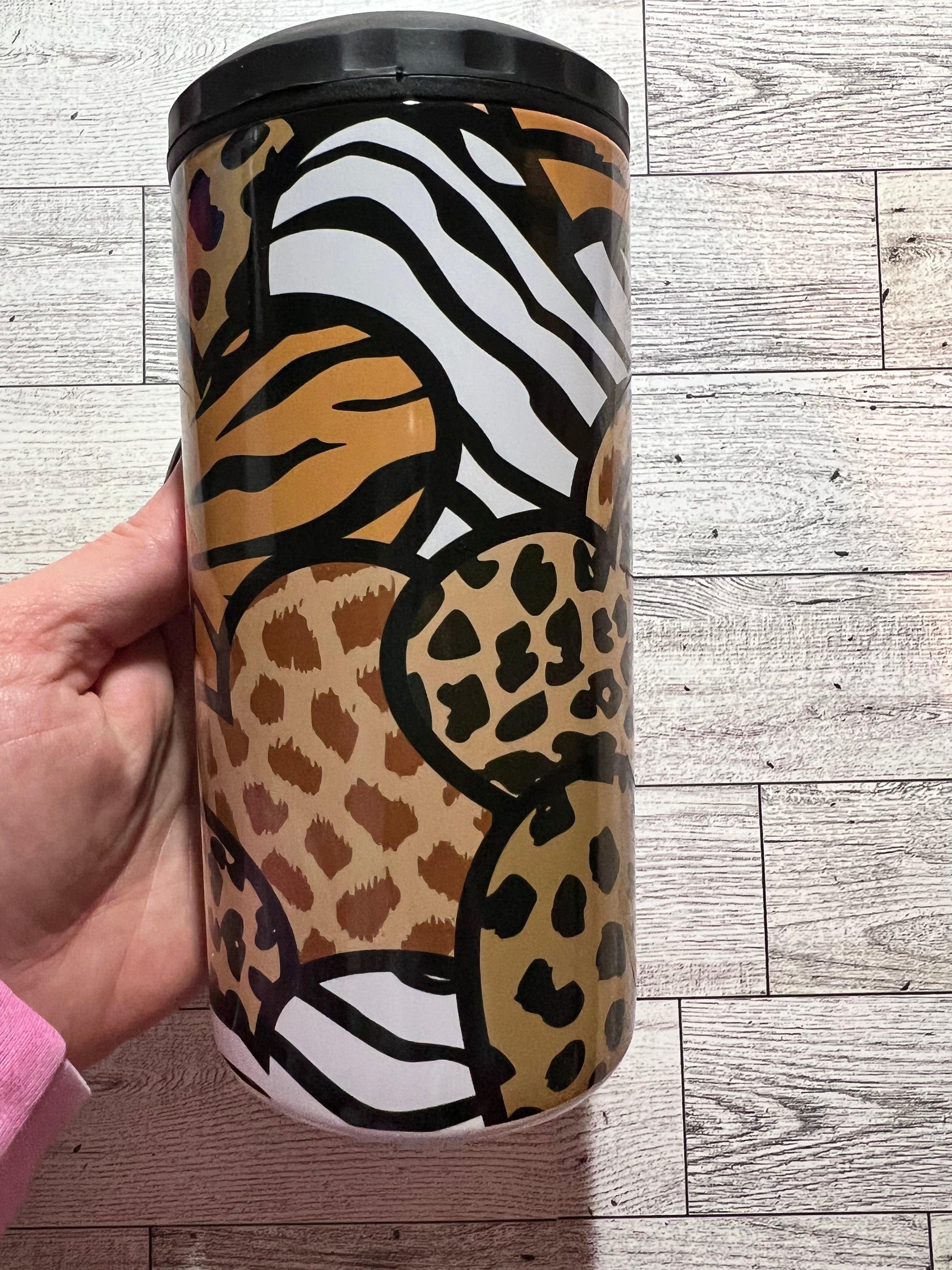 Ready to Ship! 4 in 1 Animal Print Heart Sublimation Can Cooler - Ladybug Designs, DIY Lifestyle