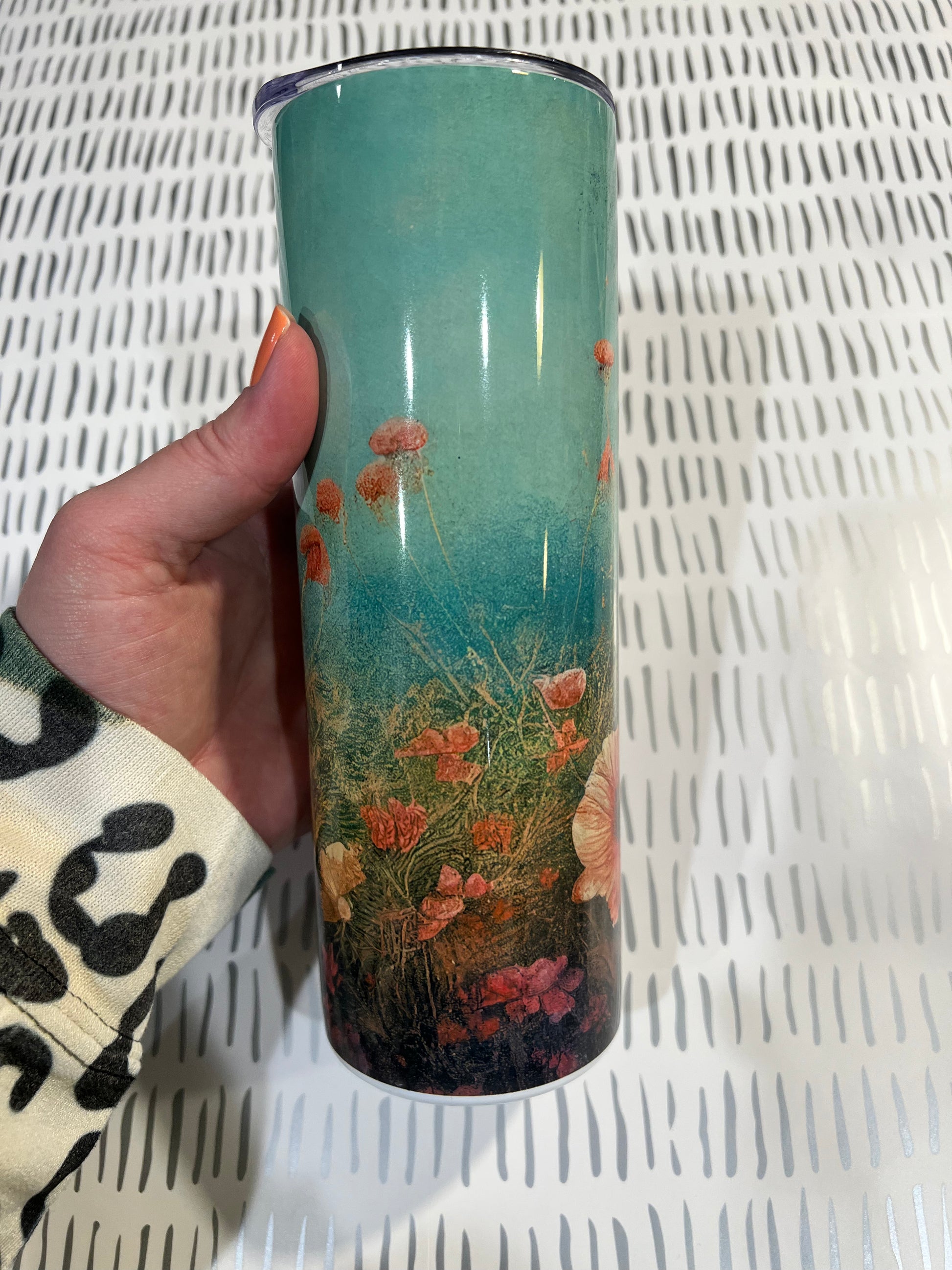 Ready to Ship! Teal Floral 20 oz Sublimation Insulated Tumbler - Ladybug Designs, DIY Lifestyle