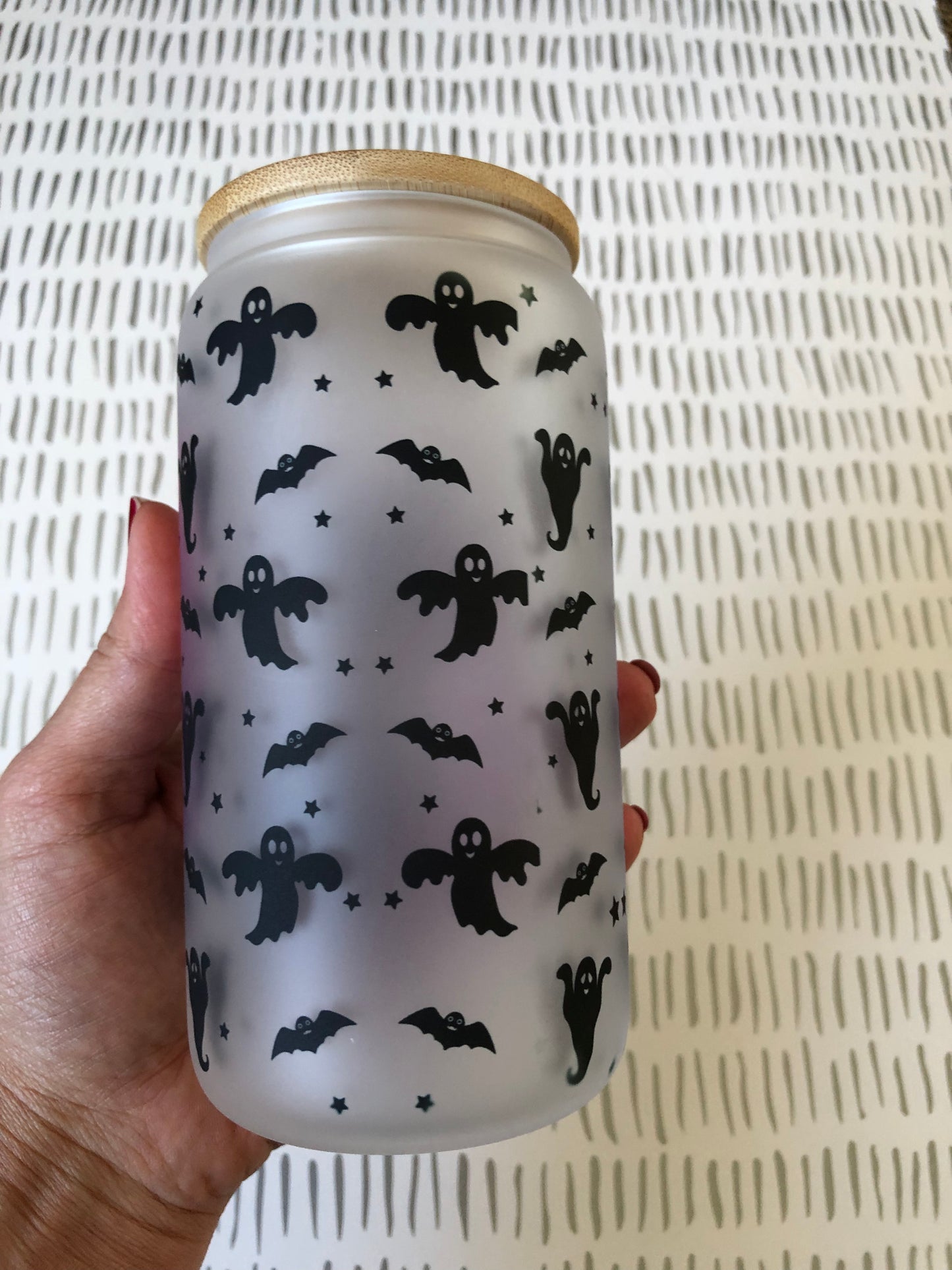 Ready to Ship! Fab Boo Lous Frosted 16 oz Beer Can Glass - Ladybug Designs, DIY Lifestyle