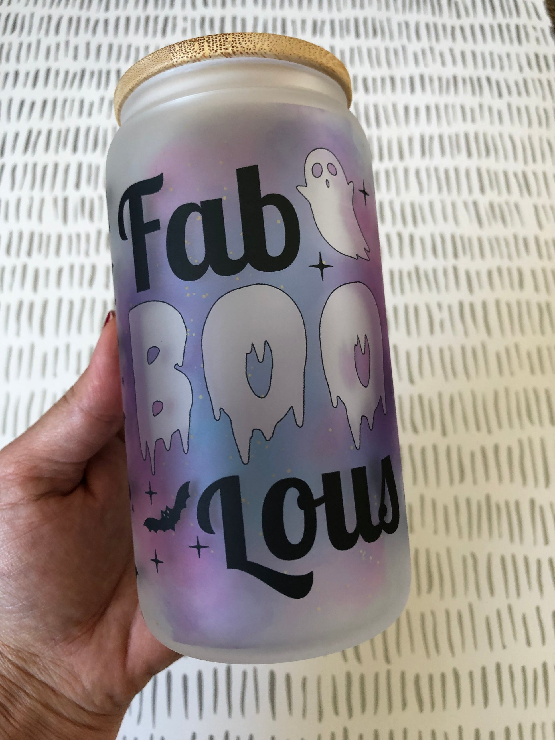 Ready to Ship! Fab Boo Lous Frosted 16 oz Beer Can Glass - Ladybug Designs, DIY Lifestyle