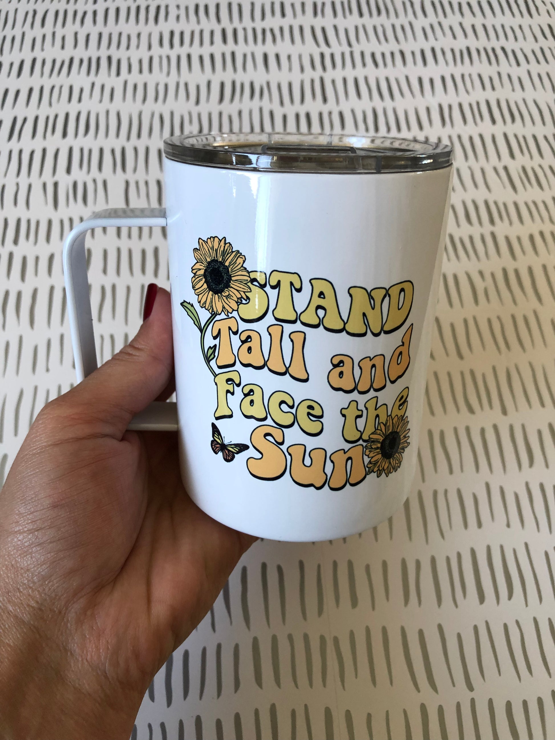 Ready to Ship! Stand Tall & Face the Sun 10 oz Sublimation Coffee/Camp Mug - Ladybug Designs, DIY Lifestyle