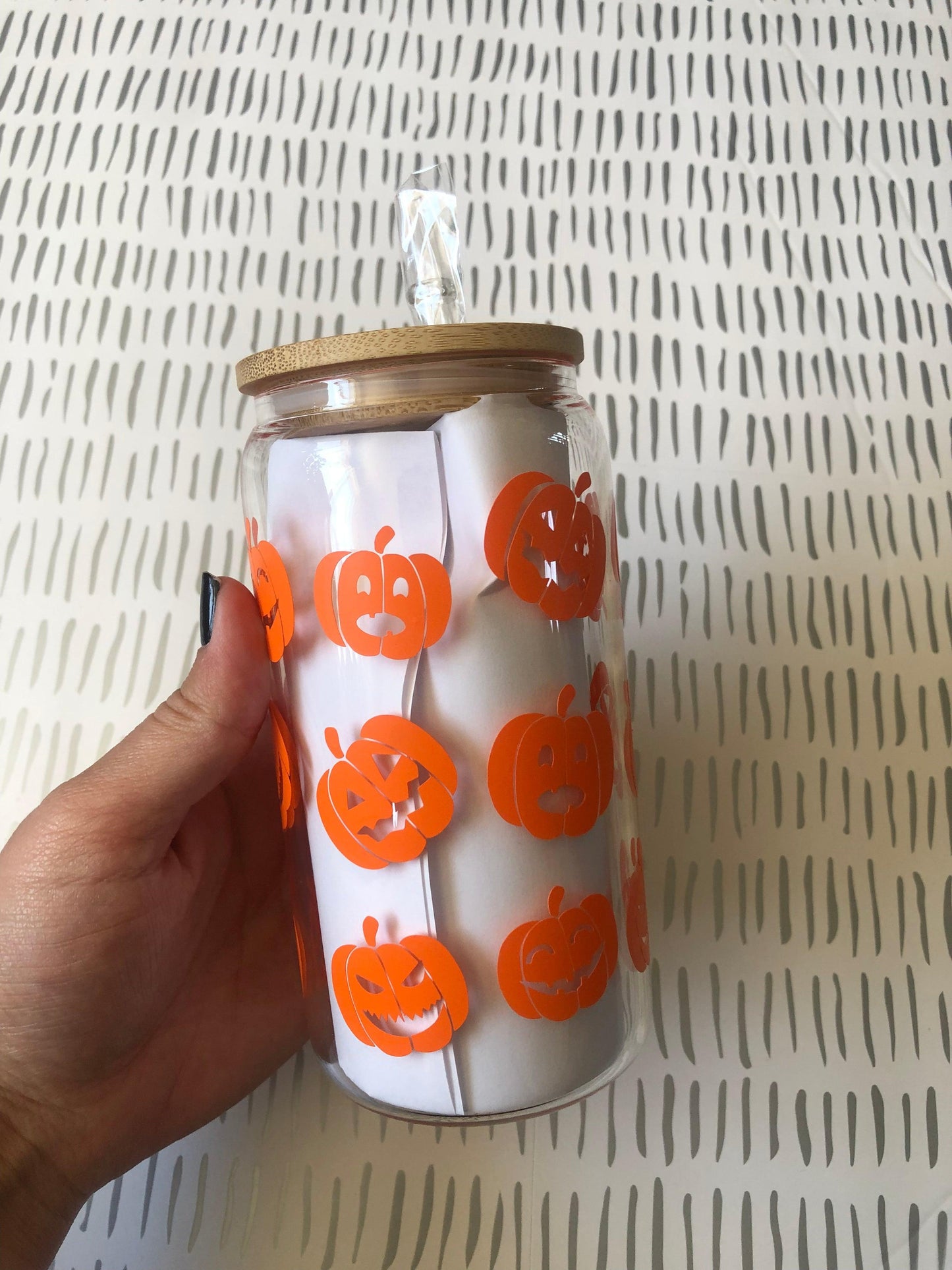 Ready to Ship! Jack-O-Lantern 16 oz Beer Can Glass - Ladybug Designs, DIY Lifestyle