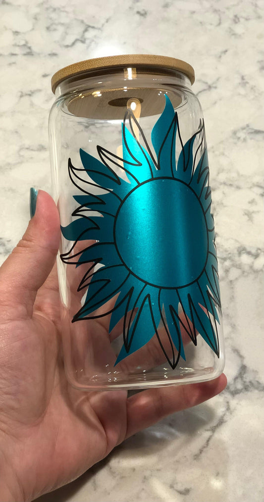 Ready to Ship! Boho Sun 16 oz Beer Can Glass - Ladybug Designs, DIY Lifestyle