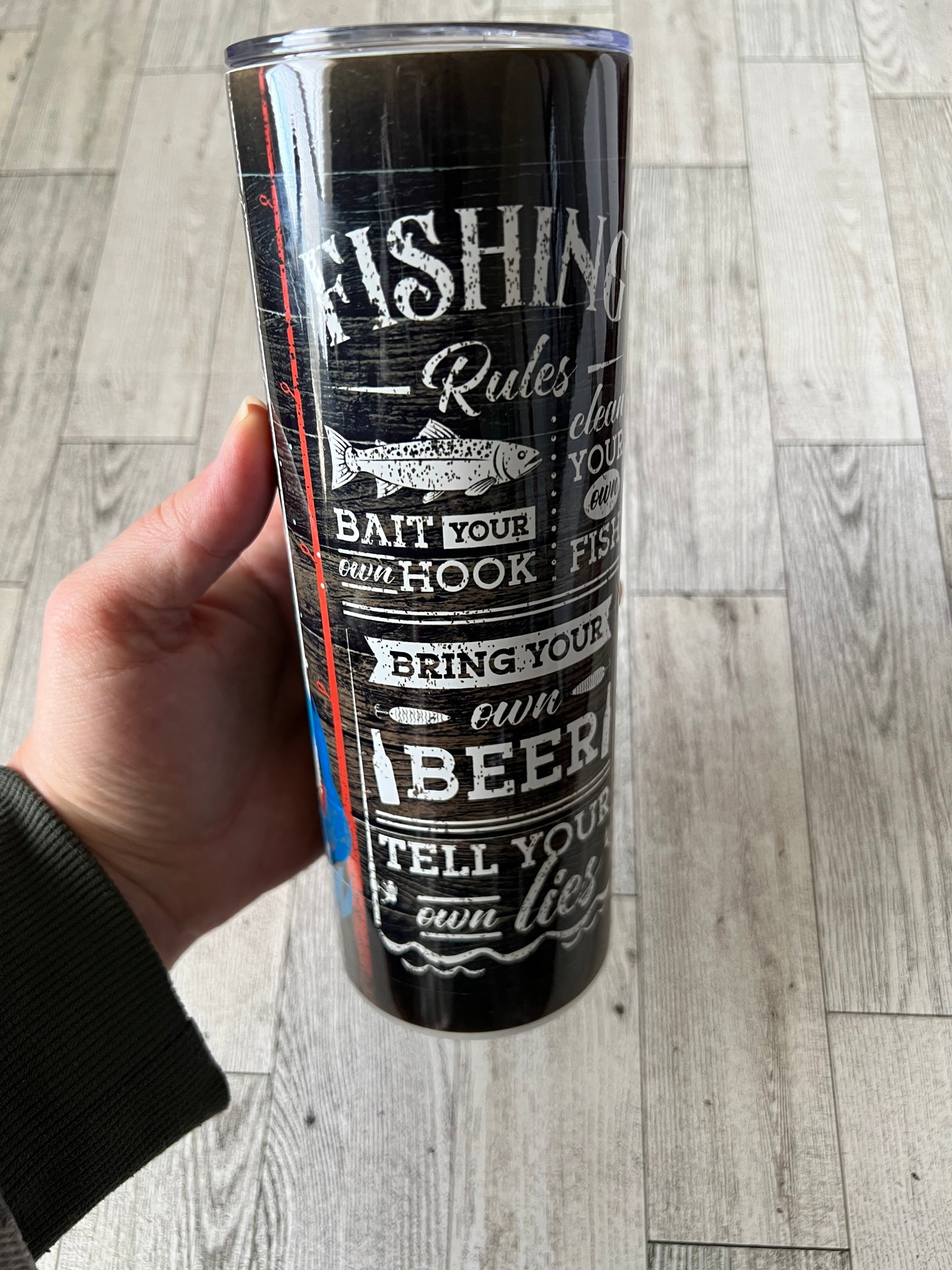 Ready to Ship! Fishing Rules 20 oz Sublimation Insulated Tumbler - Ladybug Designs, DIY Lifestyle